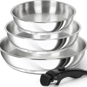 MICHELANGELO 3-Pc Stainless Steel Frying Pan Set