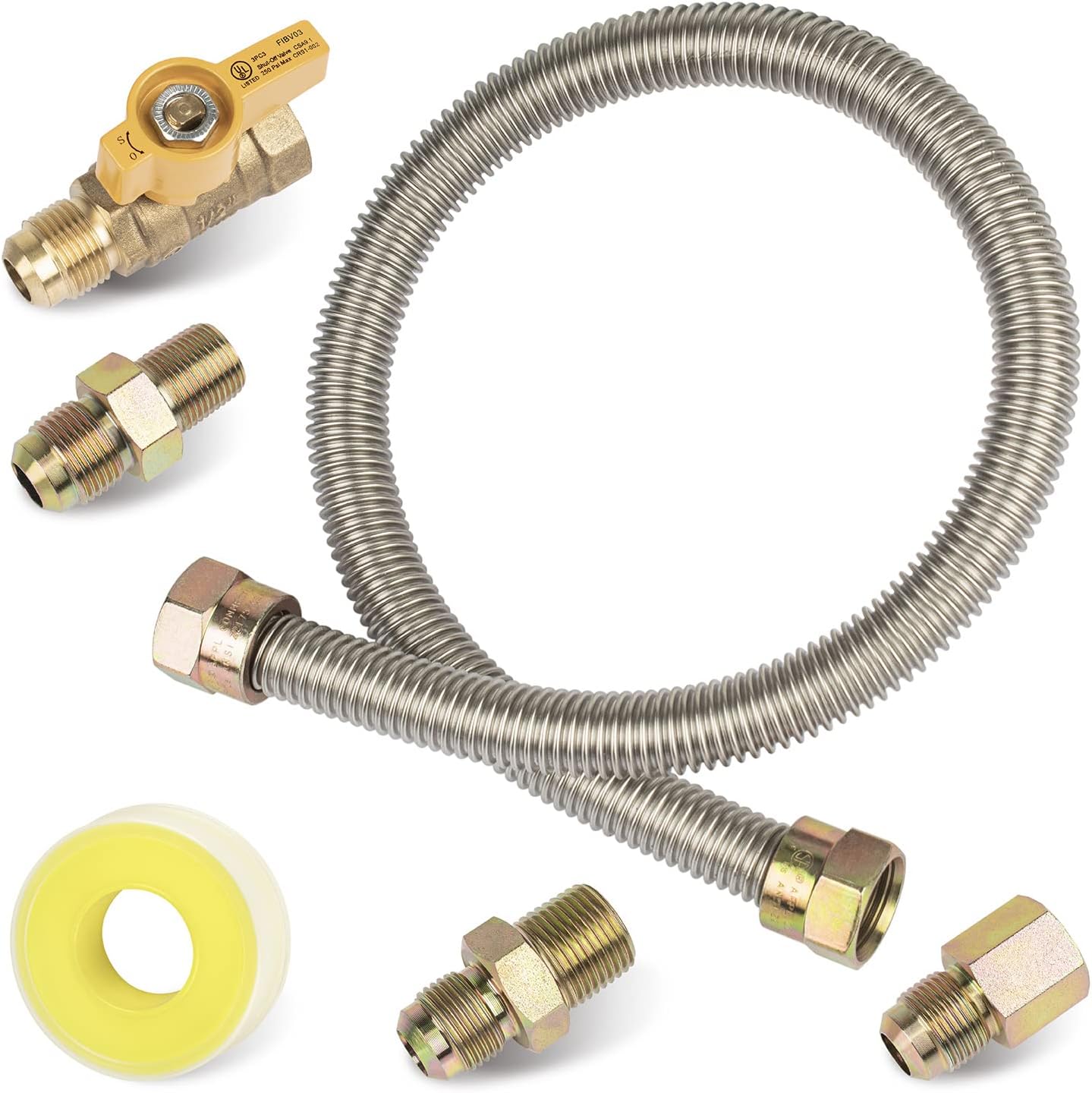 Sconva Propane Gas Appliance Hook Up Kit - 22" with Valve & Fittings