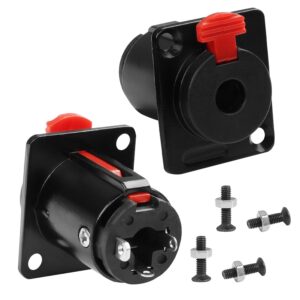QIANRENON Locking 6.35mm Panel Mount Audio Solder Socket - 2 Pack
