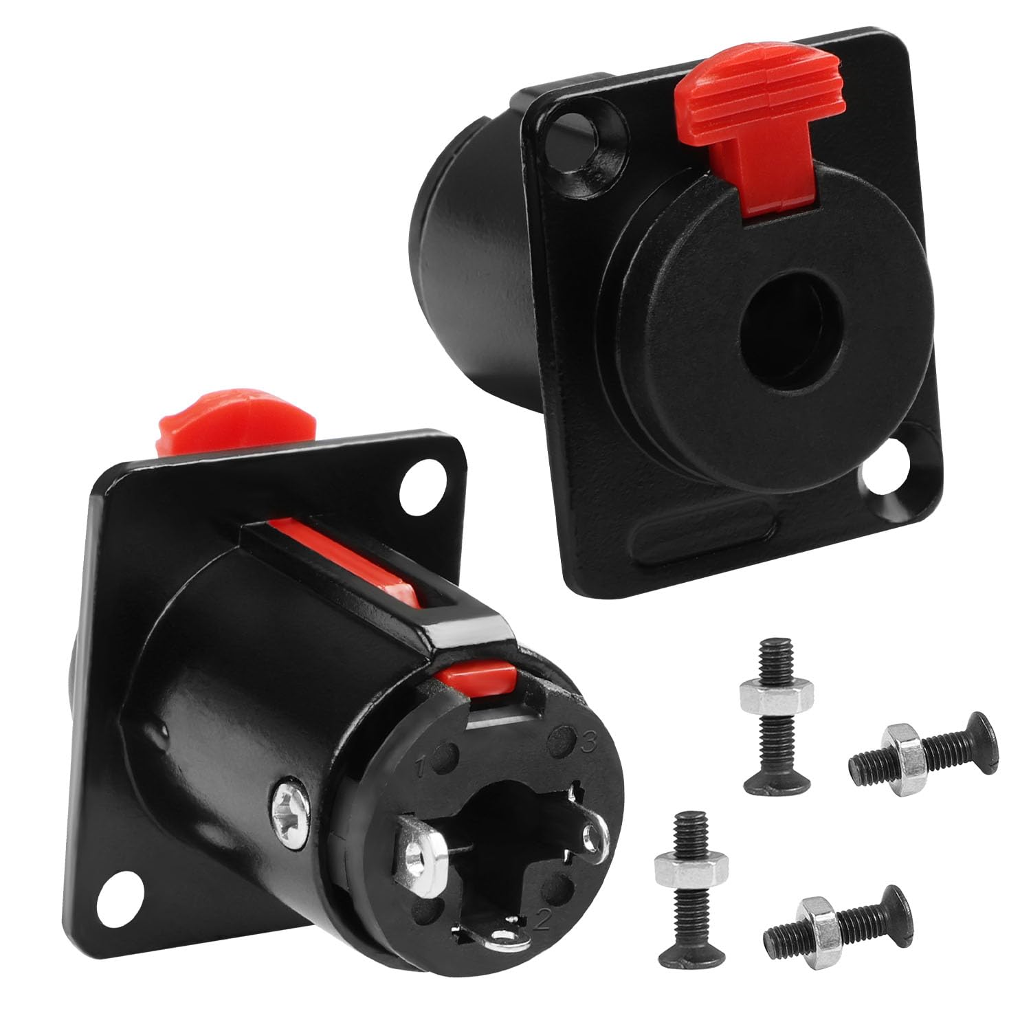 QIANRENON Locking 6.35mm Panel Mount Audio Solder Socket - 2 Pack
