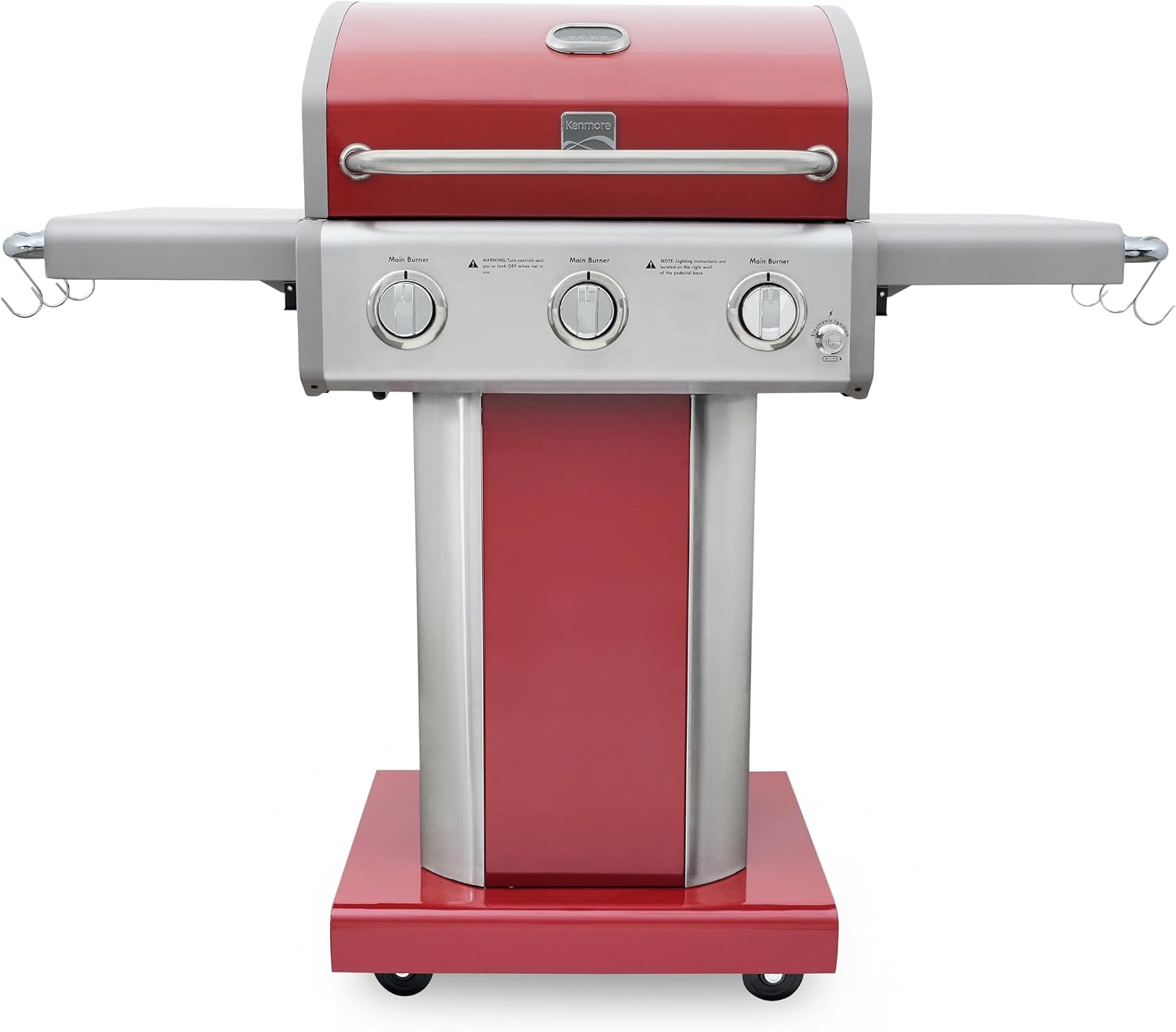 Kenmore 3-Burner Propane BBQ Grill – Red, 30K BTU