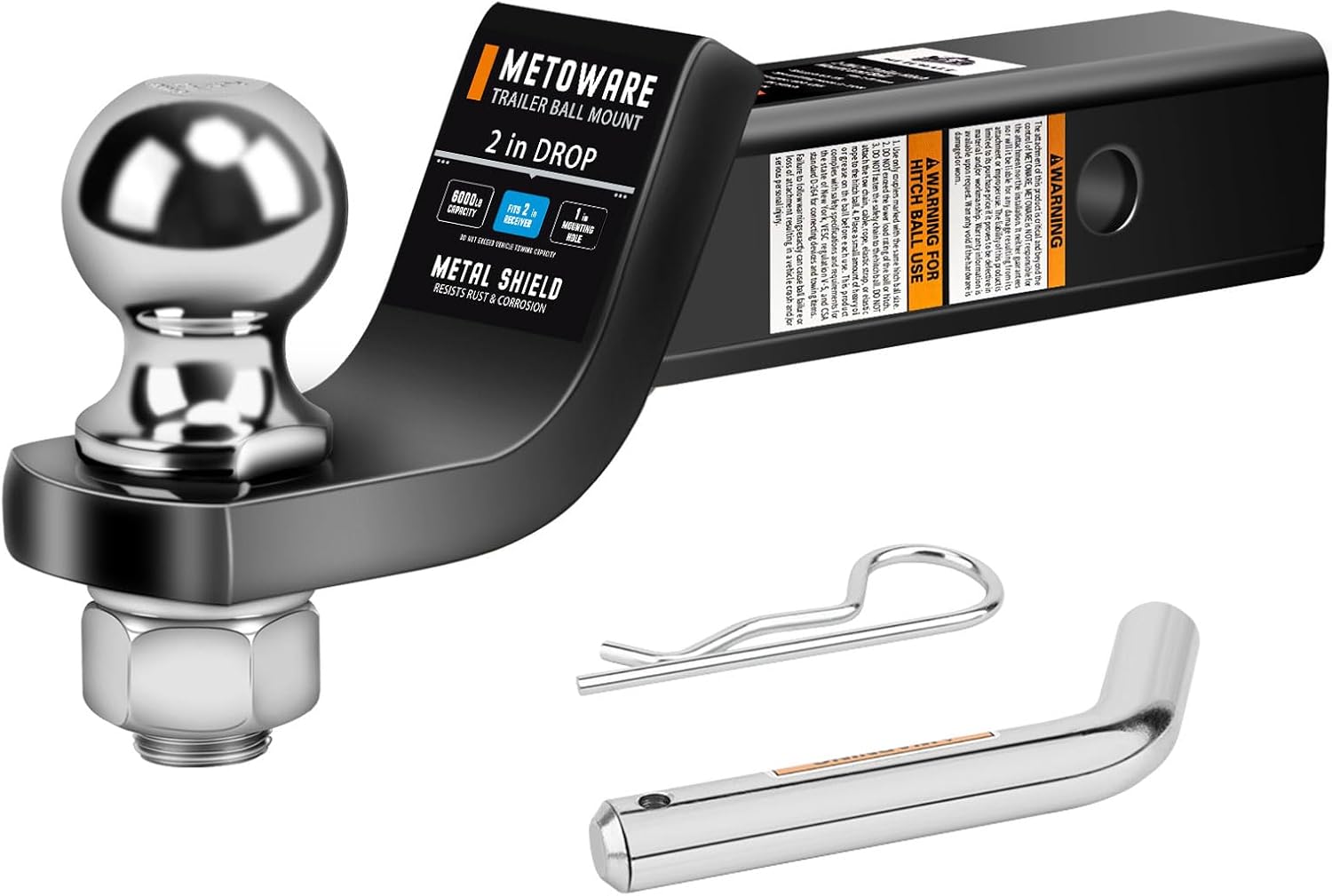 METOWARE 2in Trailer Hitch Ball Mount, 6,000 lbs GTW