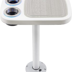 Blue LED Boat Cocktail Table w/ Drink Holders