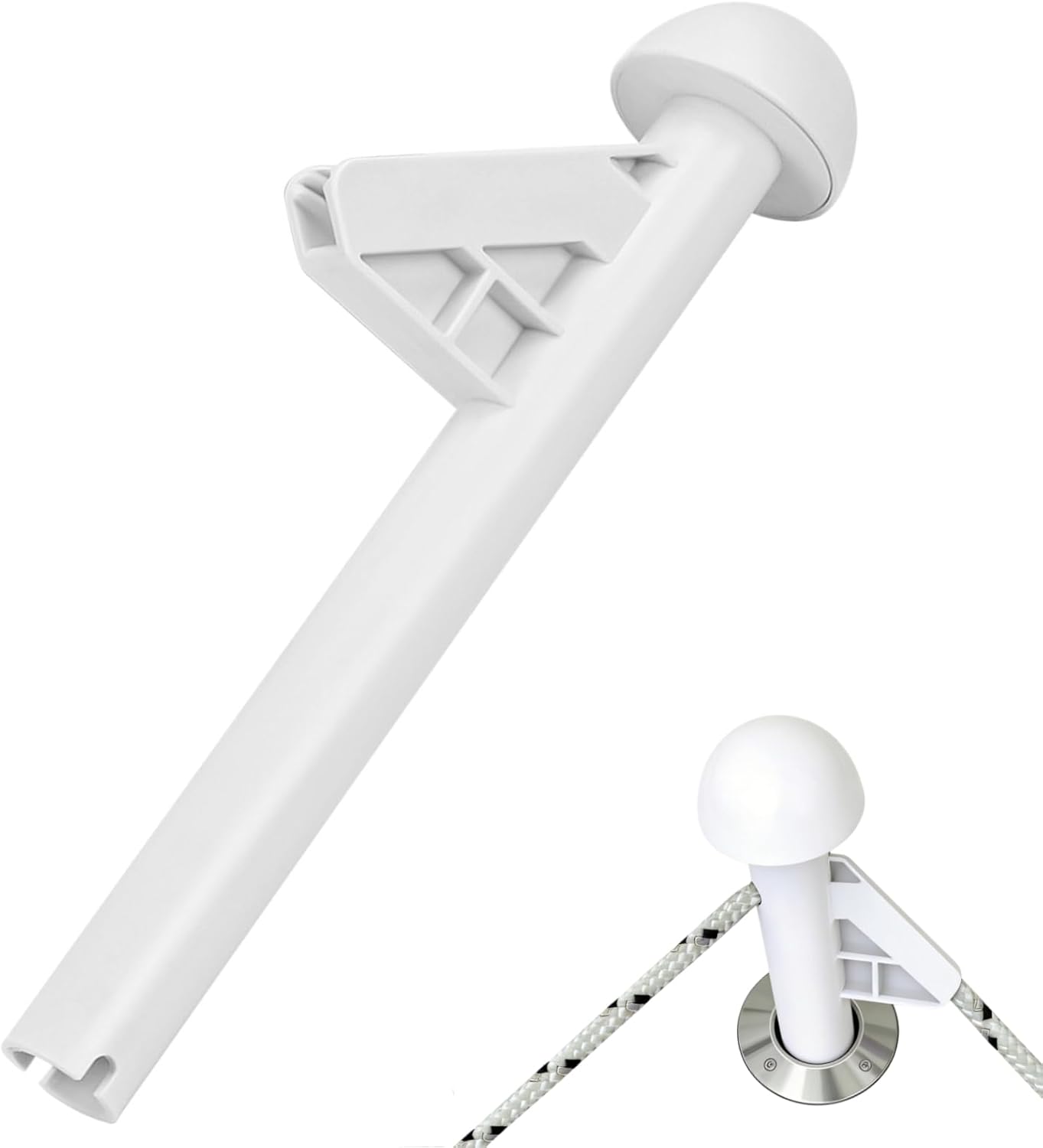 Boat Fender & Rod Holder with Height Adjustment - White