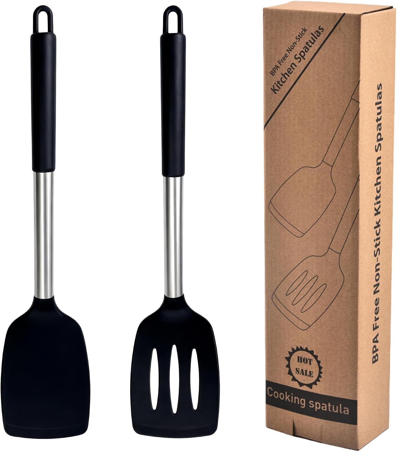 2-Pack Silicone Turner Spatulas, Non-Stick Safe