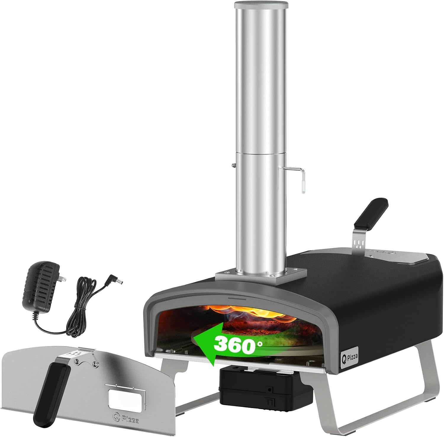 Portable Wood Fire Pizza Oven with Rotating Stone