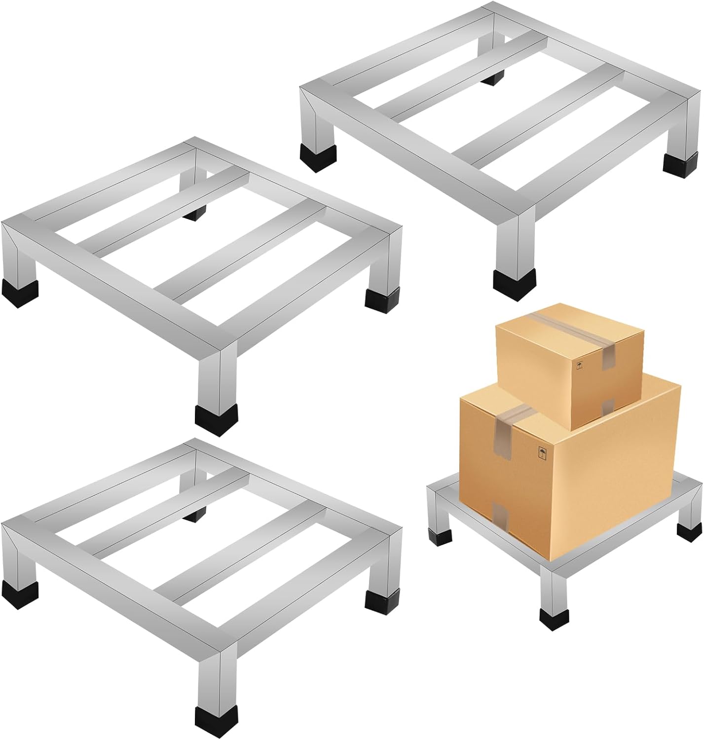 GRETJOB 3-Pack Stainless Steel Dunnage Racks - 1000LB Capacity
