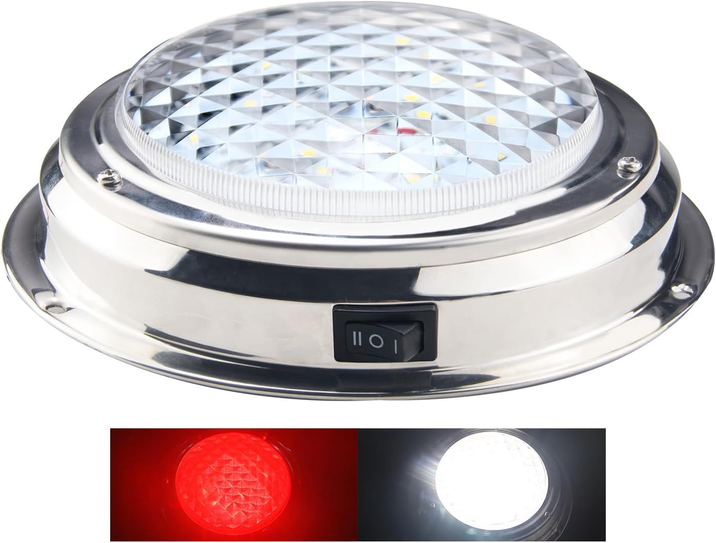 LED Marine Dome Light 6.7in Red/White 12V