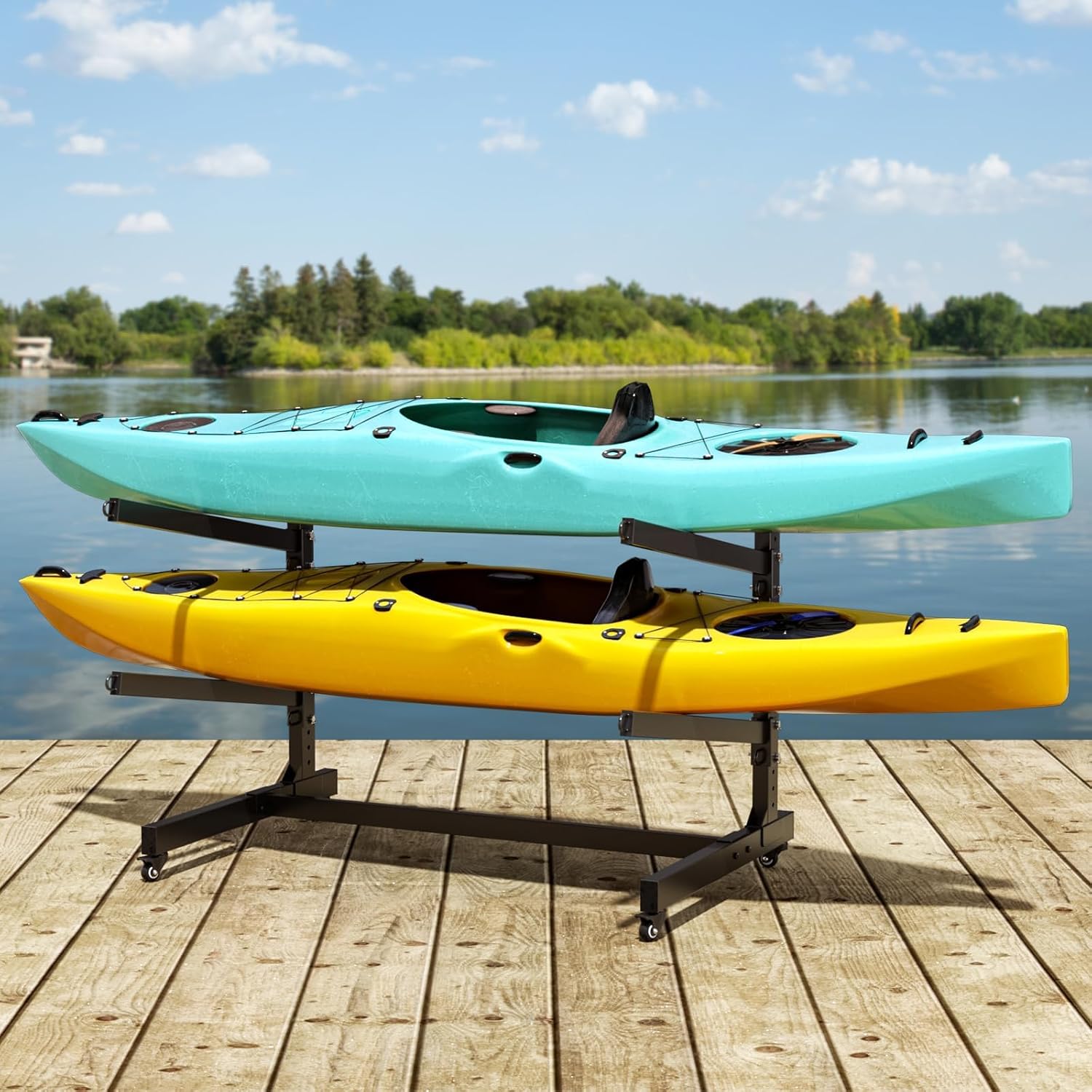 Baotree 2-Level Kayak Storage Rack with Wheels