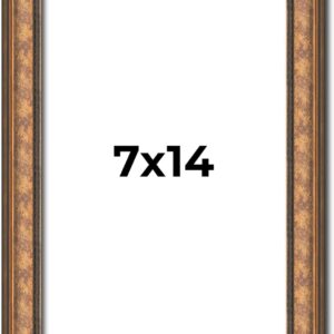 7x14 Gold Wood Picture Frame - UV Protection & Hardware Included