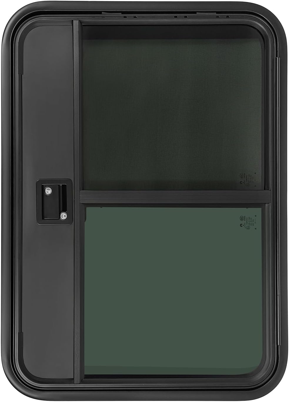 26" x 36" RV Entry Door - Black Aluminum Alloy w/ Glass & Lock
