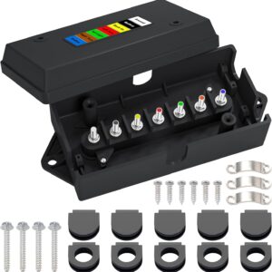 CheeMuii 7-Way Trailer Junction Box with Wiring Kit