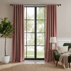 RYB HOME Mauve Velvet Curtains Set, 2 Panels 52x84"