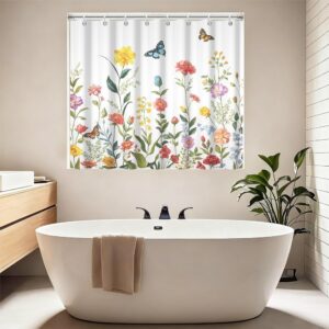 Leyiyi Wildflower Shower Curtain 72x48in, Machine Washable