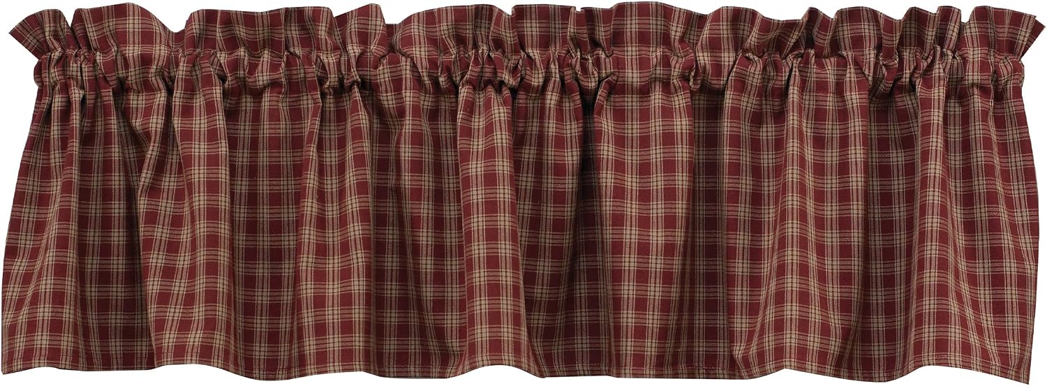 Park Designs Farmhouse Kitchen Valance - Sturbridge Red Plaid 72x14