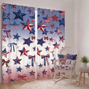 Patriotic Star Curtains 2-Pack, 52x84" 4th of July Decor