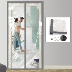 FTTPOOF Plastic Magnetic Dust Barrier Door, 4'W x 7.5'H Gray