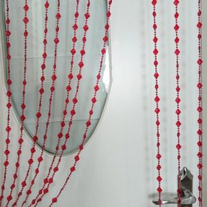 AVE Split Acrylic Beaded Curtain Doorway Decor - Red