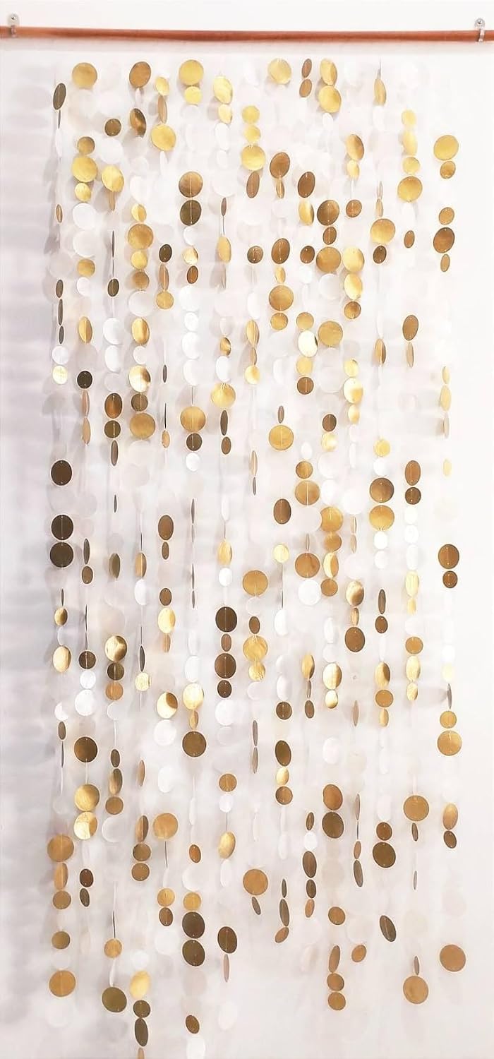 White/Gold Capiz Shell Doorway Curtain – 10 Strand Garland