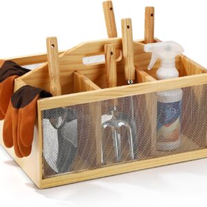 Teenyyou Wooden Garden Tool Organizer - Portable Gardening Caddy
