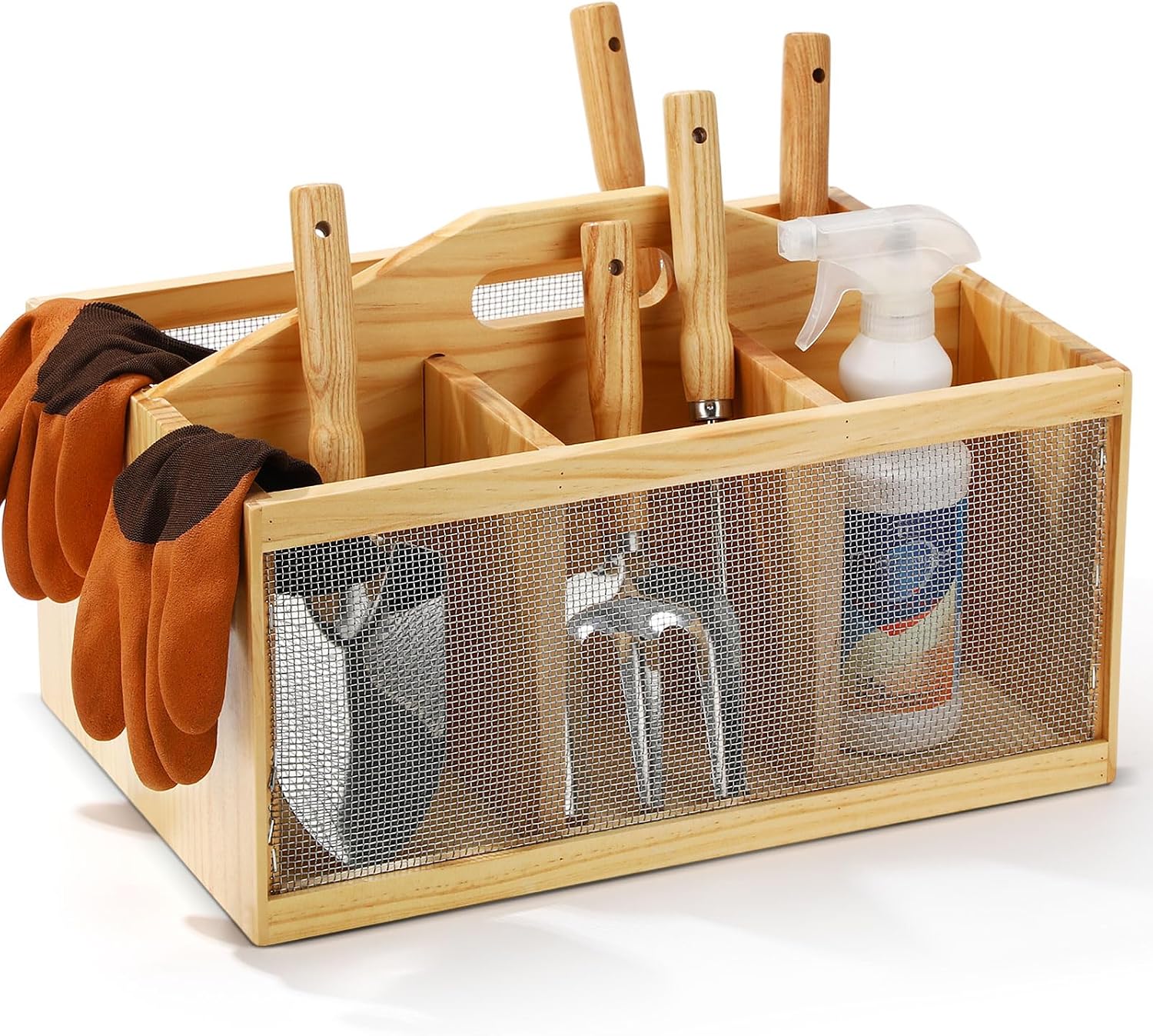 Teenyyou Wooden Garden Tool Organizer - Portable Gardening Caddy
