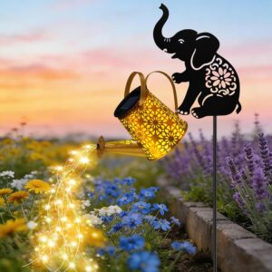 VOOKRY Solar Watering Can Lights, Elephant Stake Garden Decor
