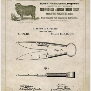 Vintage Sheep Shears Wall Art Print – 11x14 Inches