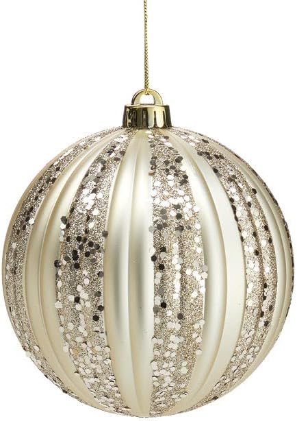 Gold Glitter Ball Ornament 6" - Festive Decor