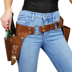 Premium Leather Garden Tool Belt - Adjustable Organizer