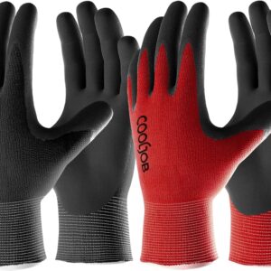 COOLJOB Men's Gardening Gloves - 2 Pairs, Breathable Rubber Coated