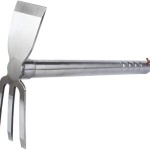 LUBAN Dual-Head Garden Hoe & Rake Tool, 15" Stainless Steel