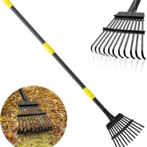 Heavy-Duty Garden Leaf Rake with Adjustable Handle