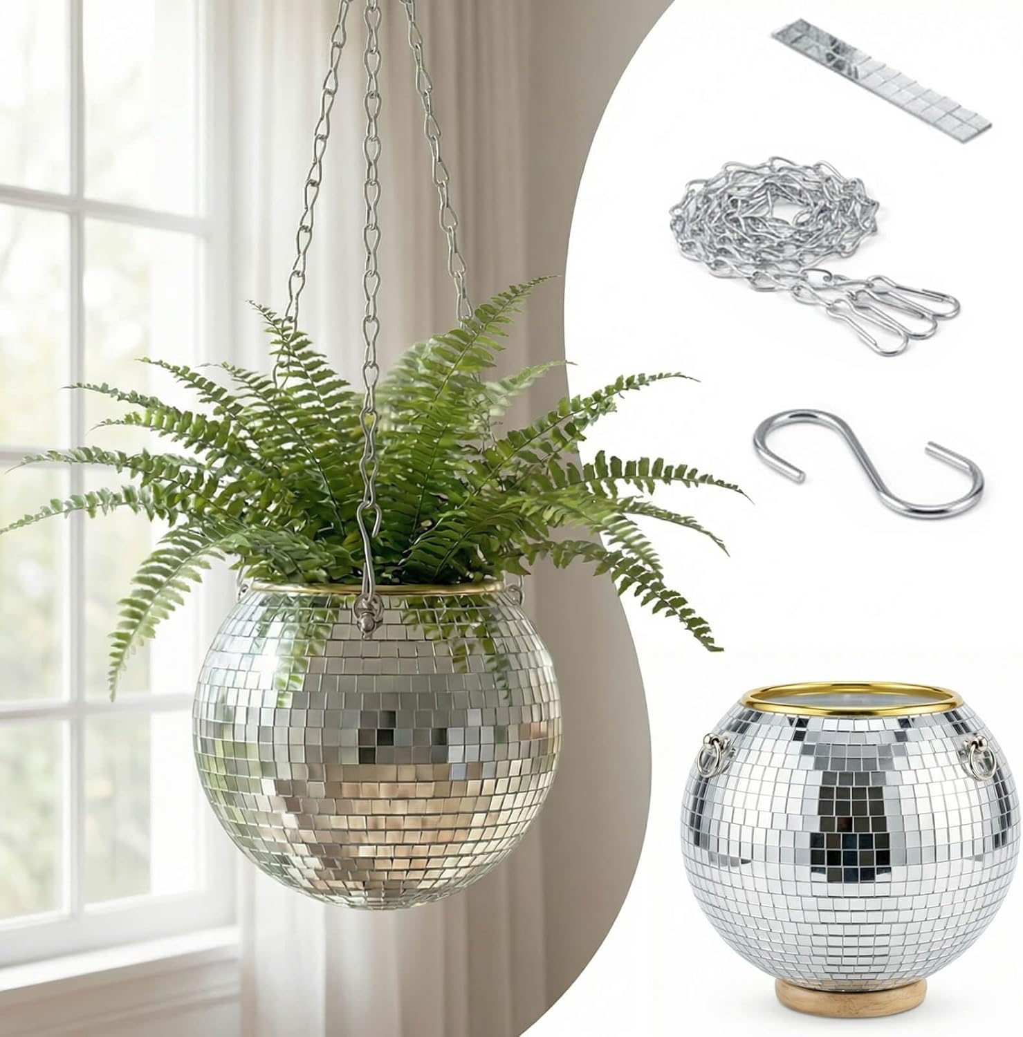 5 Inch Disco Ball Hanging Planter | Bertork