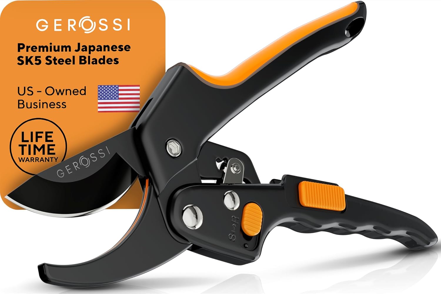 Heavy-Duty Ratchet Pruning Shears – 8” Anvil Garden Clippers