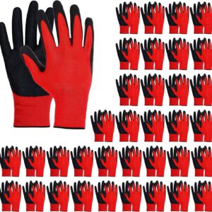 36 Pairs Nitrile Garden Gloves Bulk - Red & Black