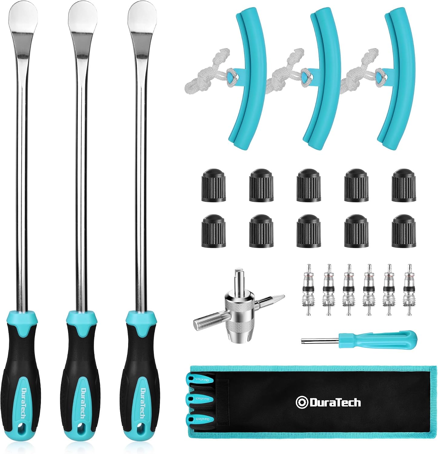 DURATECH 14.5" Tire Spoon Set – 24-Pc Tire Iron Kit w/ Rim Protection