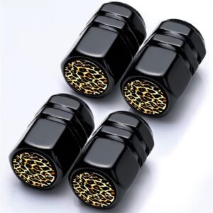 4-Pack Leopard Tire Valve Caps, Rust-Proof Aluminum Alloy