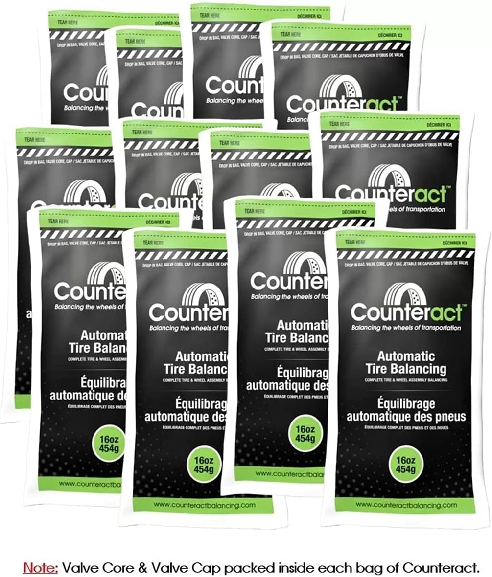 Counteract 16oz Tire Balance Beads Kit - 12 Pack w/ Caps & Cores