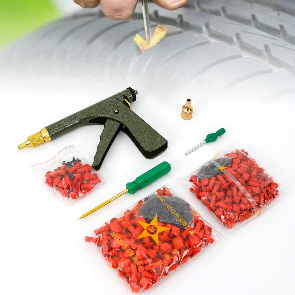 Tire Plug Kit with Mushroom Plugger, 14pc Repair Gun