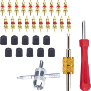ecocstm 33 PCS Tire Valve Tool Set - Universal Car Repair Kit