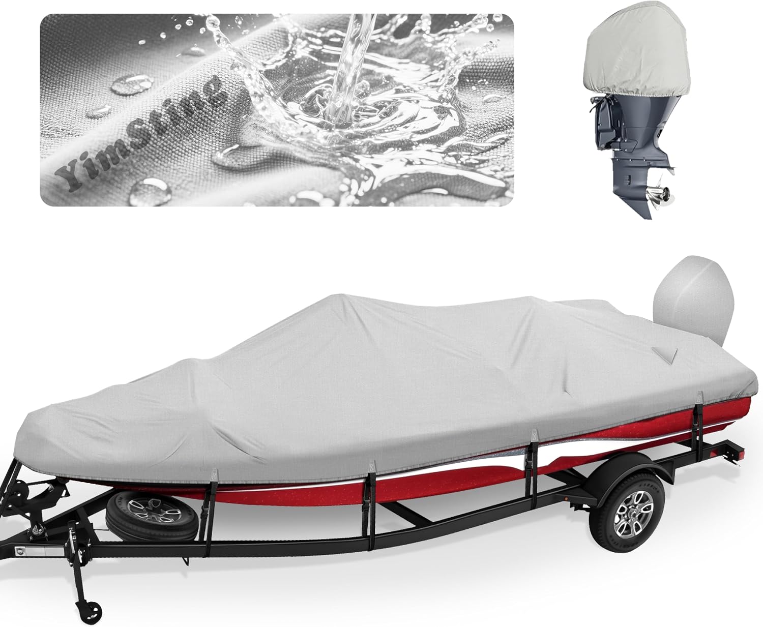14-15 ft Heavy Duty Boat Cover, Waterproof Gray