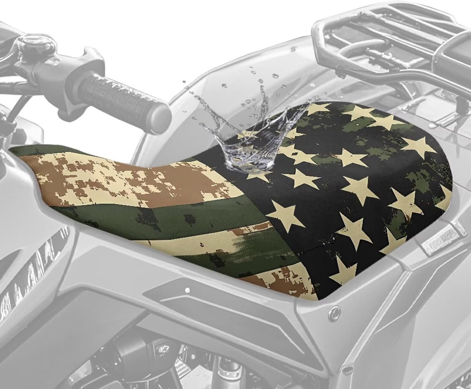 Dreaweet ATV Seat Cover - Waterproof Army Camo US Flag