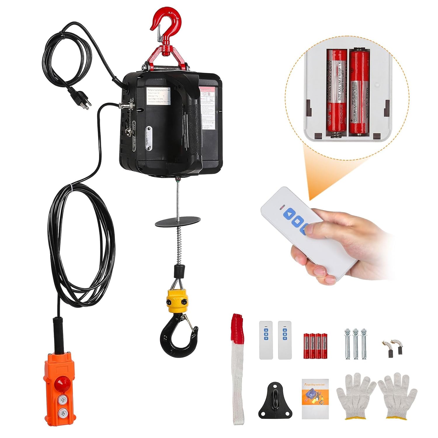 BEAMNOVA 1543lbs Electric Hoist 3-in-1 Remote Control 700kg Winch