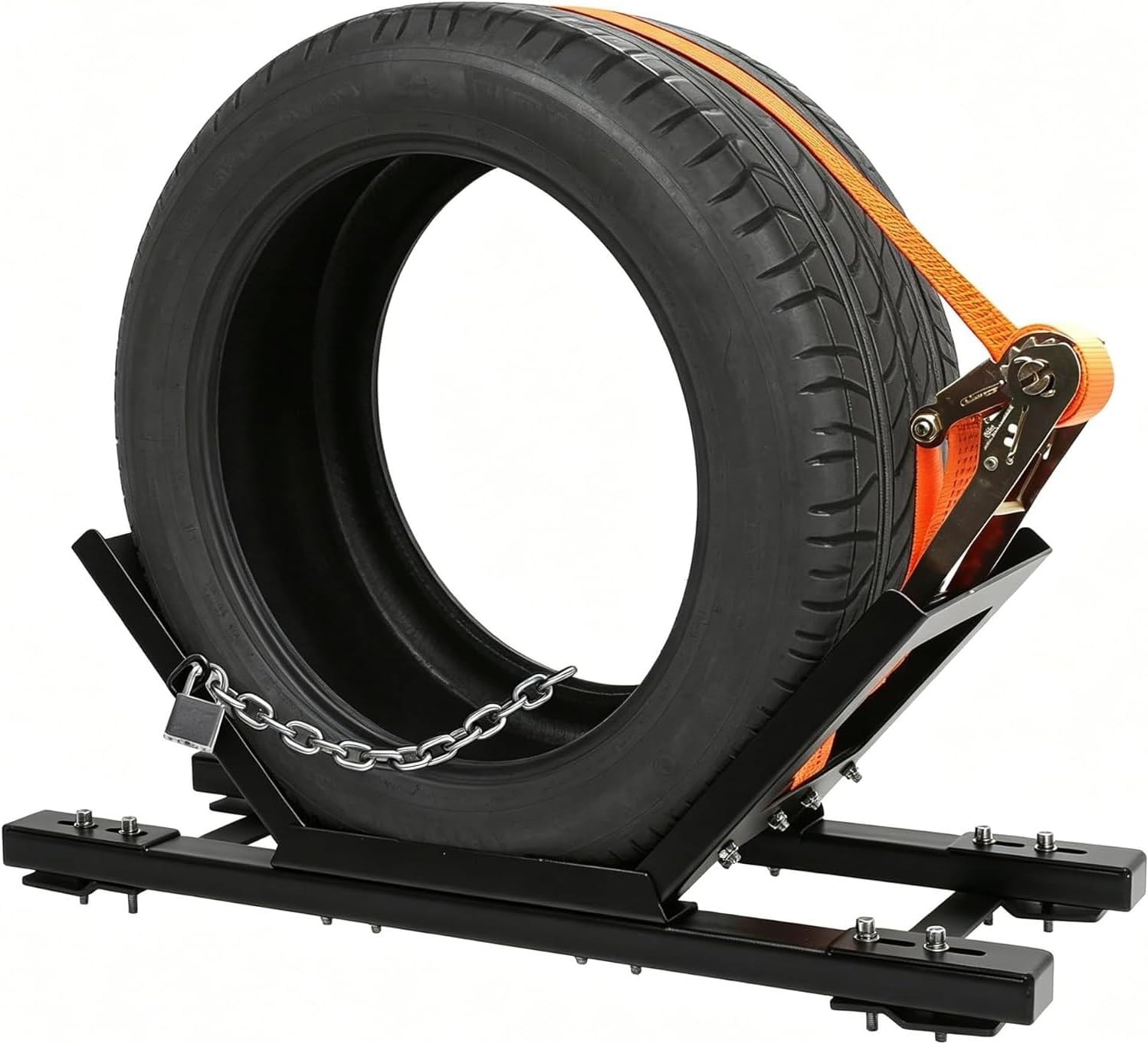 Heavy-Duty Semi Truck Spare Tire Rack, Adjustable 25.1-27.1"