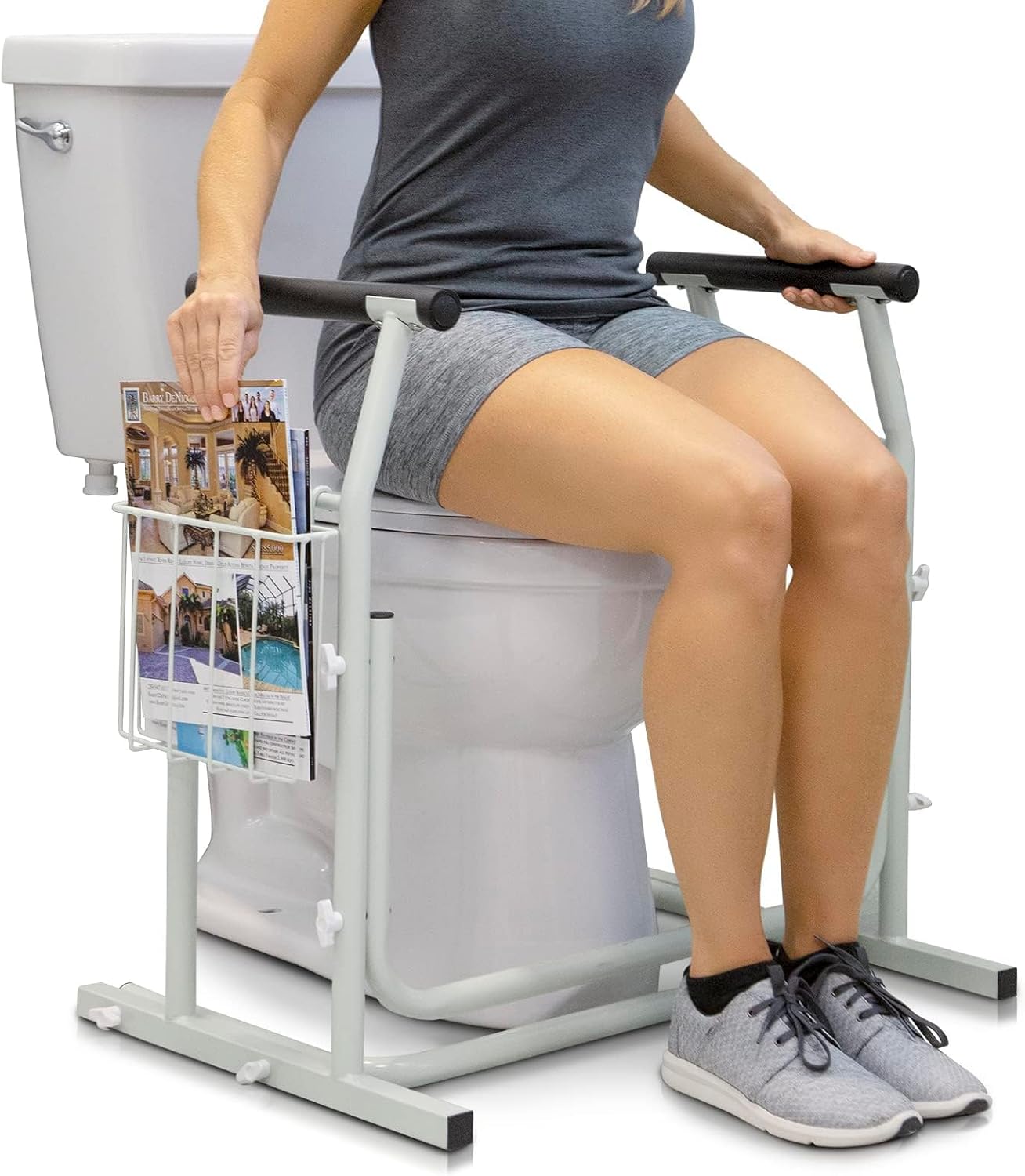 Vive Toilet Safety Rail - 300LBS Support Frame with Handles