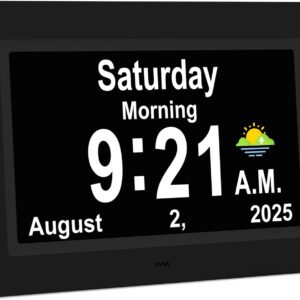 SSYA Dementia Clock w/ Day & Date, 13 Alarms, Black