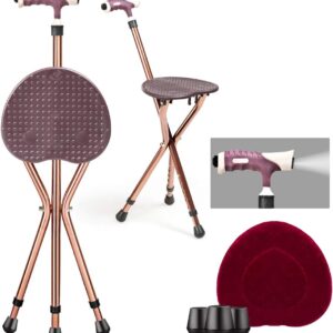 Goplus Walking Cane Seat with LED Light & Seat