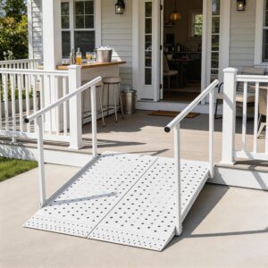 Portable Wheelchair Ramp with Handrails - 500lb Capacity
