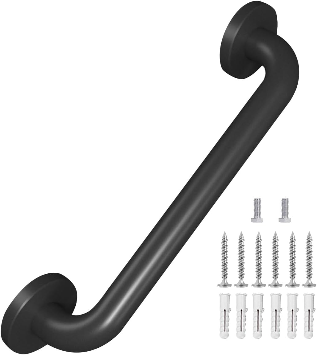 Matte Black Stair Handrail - 12in Safety Grab Bar