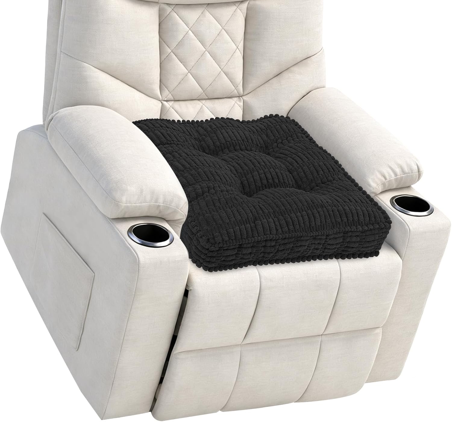 idee-home Recliner Cushion for Elderly, 20x20x5in Black Corduroy